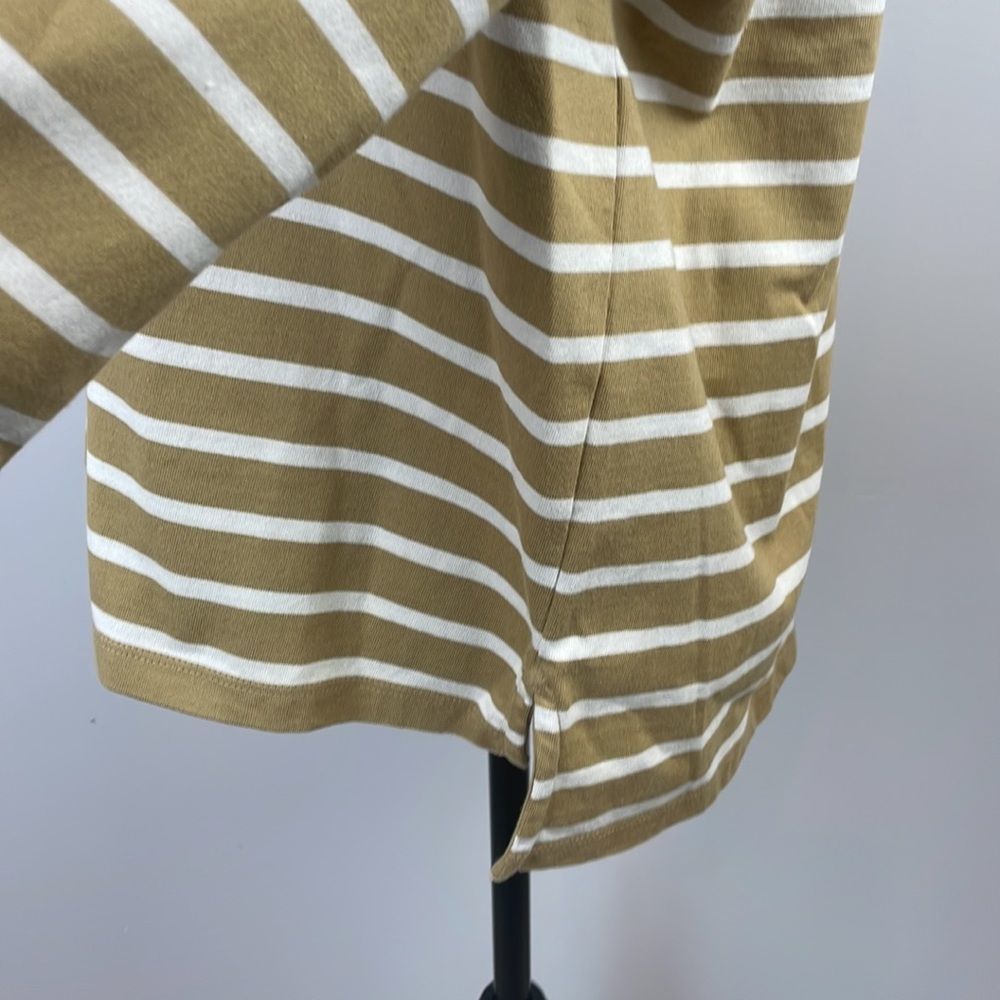 Free Assembly Women's Sailor T-Shirt SZ L Tan/White Stripe Quarter Length Sleeve - Picture 8 of 12